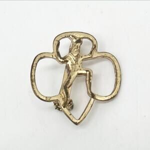 Vintage 1950s Girl Scout Brownie Dancing Pixie Gold Tone Pin